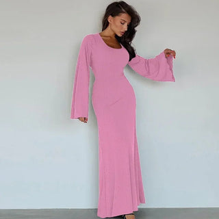 String Ribbed Long Sleeve Maxi Dress - Diva Melody