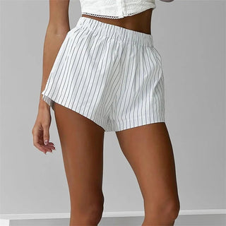 Striped Boxer Shorts with Elastic Waist - Diva Melody