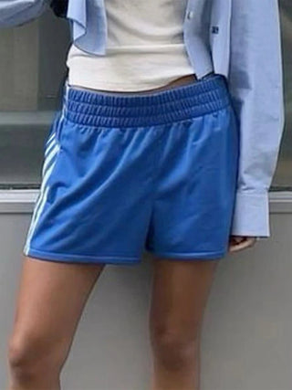 Striped Elastic Waist Sport Shorts - Diva Melody