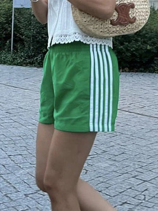 Striped Elastic Waist Sport Shorts - Diva Melody