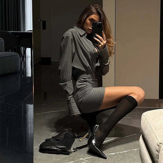 Striped Shirt & Mini Skirt Set - Diva Melody