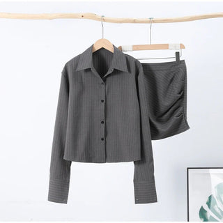 Striped Shirt & Mini Skirt Set - Diva Melody