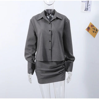 Striped Shirt & Mini Skirt Set - Diva Melody