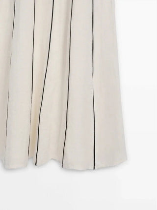 Striped U - Neck Long Dress - Diva Melody