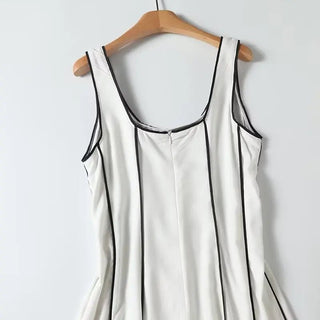 Striped U - Neck Long Dress - Diva Melody