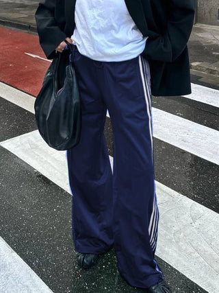 Striped Wide Leg Elastic Waist Pants - Diva Melody