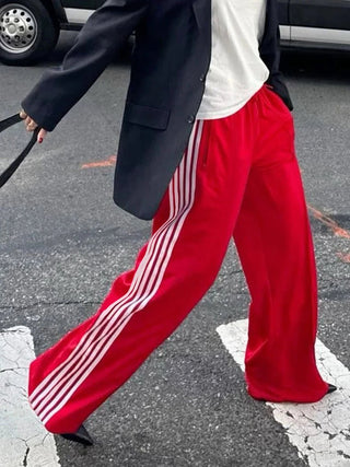 Striped Wide Leg Elastic Waist Pants - Diva Melody