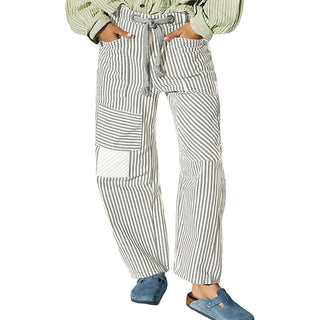 Striped Wide Leg with Elastic Waist Pants - Diva Melody