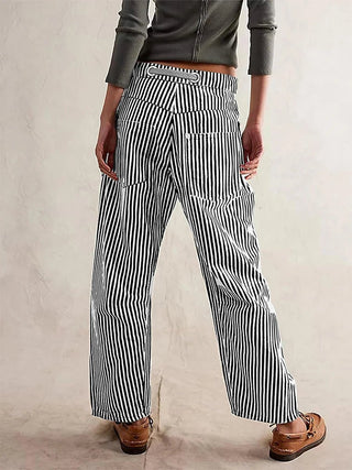 Striped Wide Leg with Elastic Waist Pants - Diva Melody