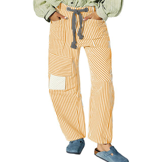 Striped Wide Leg with Elastic Waist Pants - Diva Melody