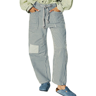 Striped Wide Leg with Elastic Waist Pants - Diva Melody