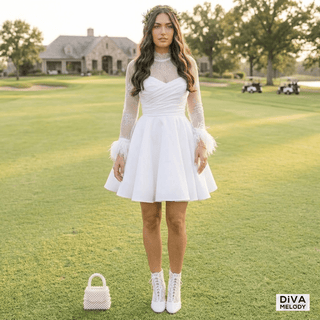 Stunning Feather Sleeves Bride Dress - Diva Melody