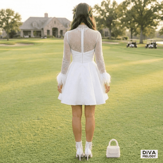 Stunning Feather Sleeves Bride Dress - Diva Melody