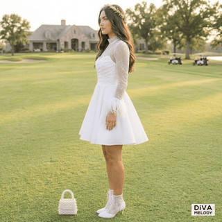 Stunning Feather Sleeves Bride Dress - Diva Melody