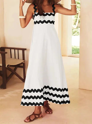 Stylish Color - matching Striped Midi Dress - Diva Melody