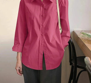 Stylish Solid Shirts Asymmetrical Blouse - Diva Melody