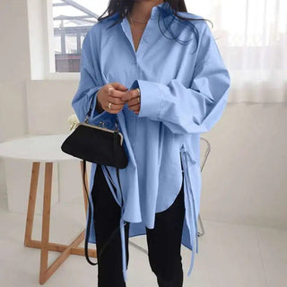 Stylish Solid Shirts Asymmetrical Blouse - Diva Melody