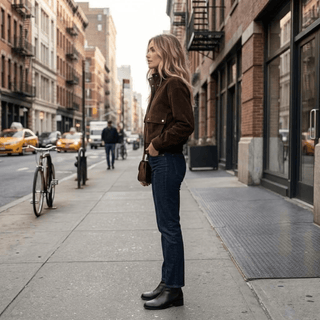 Suede Stand Collar Bomber Jacket - Diva Melody