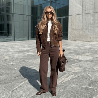 Suede Stand Collar Bomber Jacket - Diva Melody