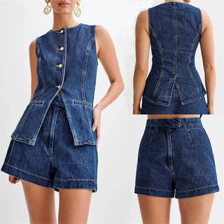 Summer Denim Shorts & Sleeveless Set - Diva Melody