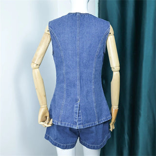Summer Denim Shorts & Sleeveless Set - Diva Melody