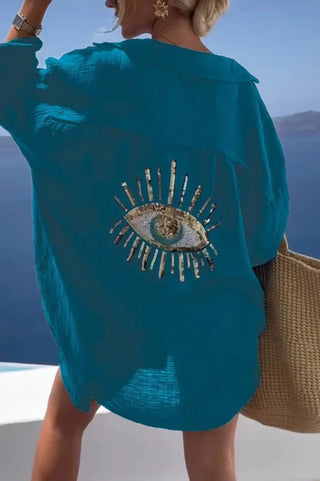 Summer Fashion Evil Eye Sequin Shirt - Diva Melody