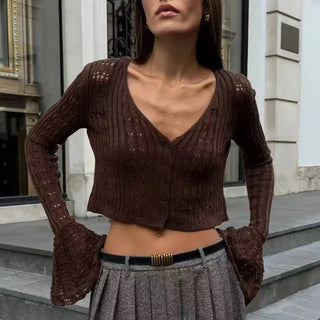 Summer Fashion V - Neck Knit Top - Diva Melody