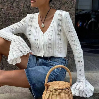 Summer Fashion V - Neck Knit Top - Diva Melody