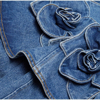 Summer Floral Denim Mini Dress - Diva Melody