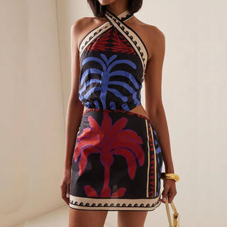 Summer Halter Print Dress - Diva Melody