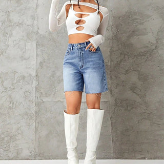 Summer High Waist Denim Shorts - Diva Melody