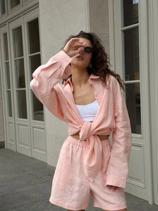 Summer Shirt & Elastic Waist Shorts Set - Diva Melody