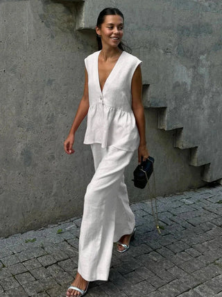 Summer Sleeveless Top & Wide - Leg Pants Set - Diva Melody