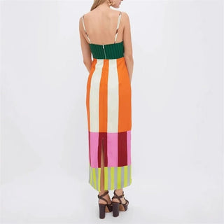 Summer Striped Slit Dress - Diva Melody