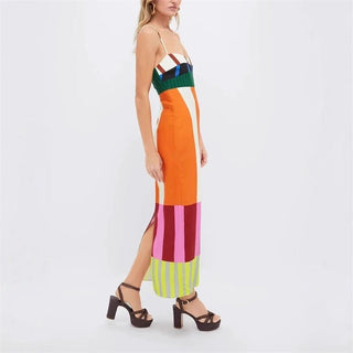 Summer Striped Slit Dress - Diva Melody