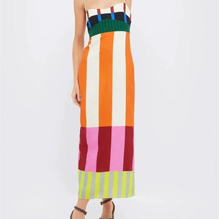 Summer Striped Slit Dress - Diva Melody