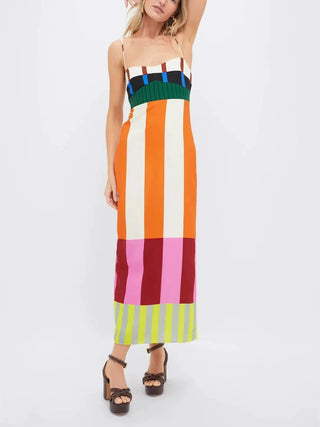 Summer Striped Slit Dress - Diva Melody