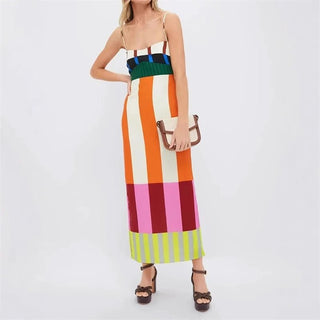 Summer Striped Slit Dress - Diva Melody