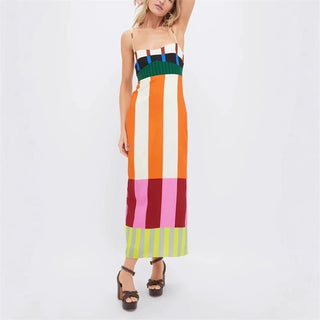 Summer Striped Slit Dress - Diva Melody