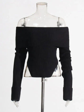 Sweater Slash Neck Long Sleeve Fashion Style - Diva Melody