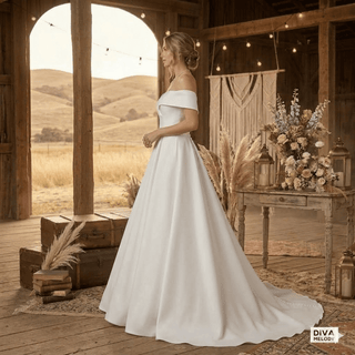 Sweep Train A Line Bridal Gown - Diva Melody