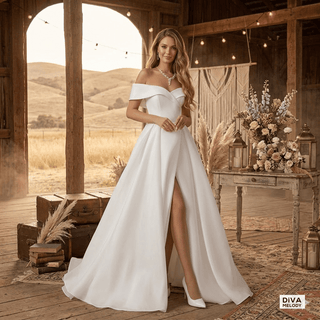 Sweep Train A Line Bridal Gown - Diva Melody