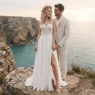 Sweetheart Chiffon Beach Wedding Dress - Diva Melody