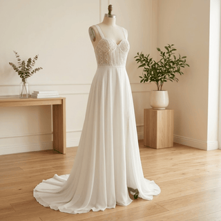 Sweetheart Chiffon Beach Wedding Dress - Diva Melody
