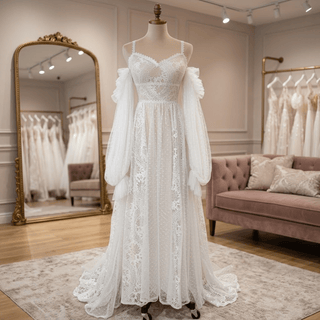 Sweetheart Lace Wedding Dress with Detachable Sleeves - Diva Melody