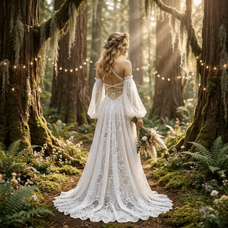 Sweetheart Lace Wedding Dress with Detachable Sleeves - Diva Melody