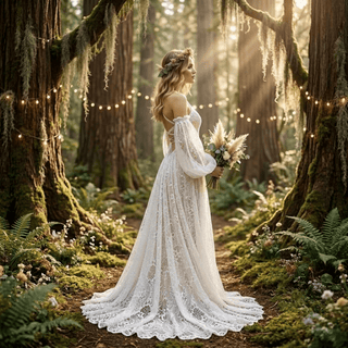Sweetheart Lace Wedding Dress with Detachable Sleeves - Diva Melody