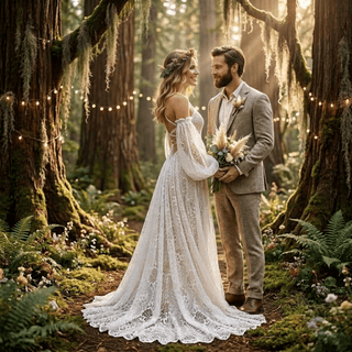 Sweetheart Lace Wedding Dress with Detachable Sleeves - Diva Melody