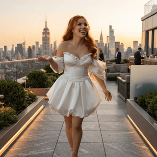 Sweetheart Satin Mini Bridal Dress - Diva Melody