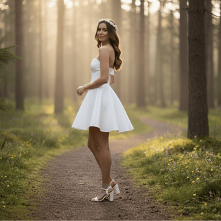 Sweetheart Satin Mini Bridal Dress with Pockets - Diva Melody